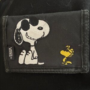 Vans Black Wallet with Snoopy and Woodstock Design